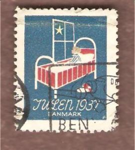 1937, julemerke fra Danmark, stempla.
