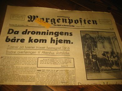 1938 NR 138 Morgenposten Da dronningens båre kom hjem