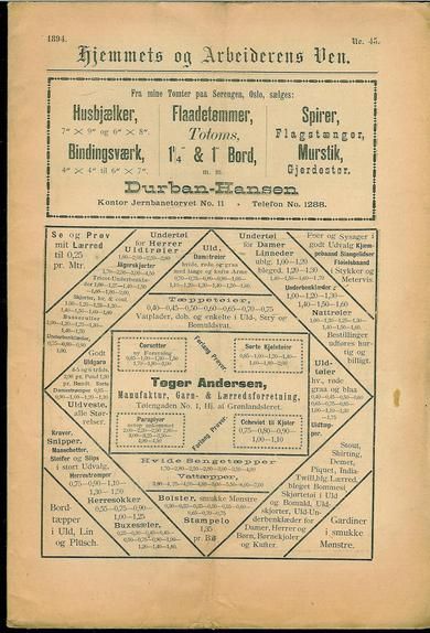 1894 nr 045 Hjemmets og Arbeidernes Ven