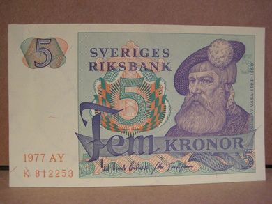1977 AY 5 KRONOR K 812253 strøken seddel