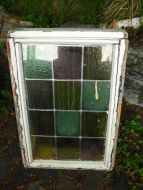 Blyglassvindu med farga glass fra 1800 tallet