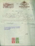 Faktura fra ASOLA CHOCOLADEFABRIKK 1932