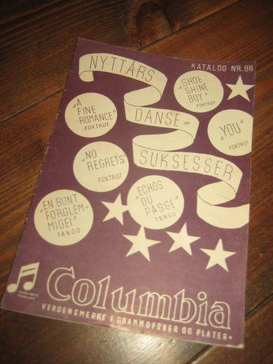 Katalog nr 86 fra COLUMBIA, Nyttårs danse suksesser. 30 tallet.