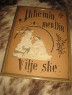 Pent gammelt bilde med religiøs tekst og motiv 30 tallet Ca 30*45 cm stort