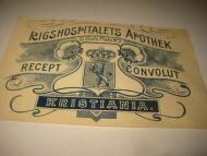 RIGSHOSPITEALETS APOTHEK KRISTIANIA Tidleg 1900