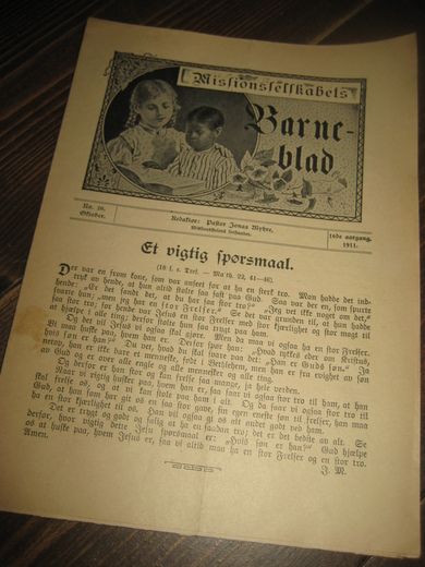 1911 nr 020 Missionsselskabets Barne blad