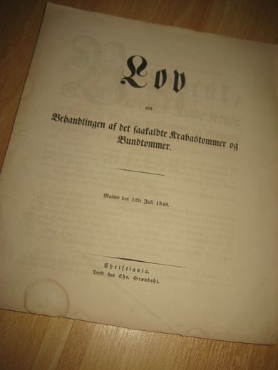 1848, Lov om Behandlingen af Bundtømmer.