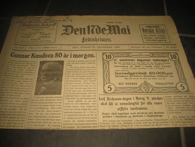 1928 nr 218 Den 17de Mai Gunnar Knudsen 80 år
