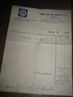 Faktura fra Bil & Traktor Bilverksted Sykkylven 1971