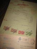 Minde SJOKOLADE - KAKAO & KONFEKTFABRIKK 24 5 1954 med kr 74 20 i stempelmerker