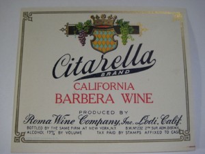Citarella BARBERA WINE. 1935.