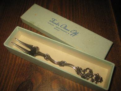 Eske med sølvgaffel 11 cm lang fra Rheodor Olsens Eftf Bergen