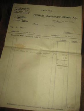 Faktura fra NORSK MASKINKOMPANI OSLO til Leif Fjelde Skofabrik 5 mars 1949