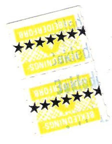 Gult fagforeningsmerke fra Beklednings Arbeider Forbundet dobbelt merke