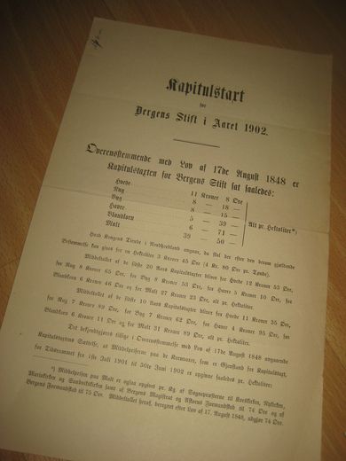 Kapitalstart for Bergens Stift i Aaret 1902