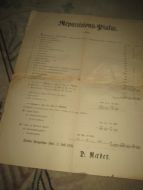 Stor Repartitions Plakat, fra Nordre Bergenshus Amt, 1870. Pen i glass og ramme, ca 30*40 cm stor.