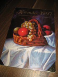 1997, Kalender. Reproduksjoner av Munn- og Fotmalte originalmalerier.