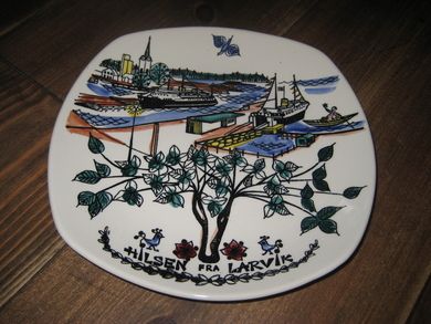 Handmala fat fra Stavangerflint hilsen fra Larvik 70 tallet