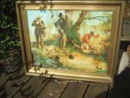 Gammelt jaktbilde uten glass men med ramme tidleg 1900