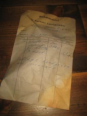 Pakkseddel Aarenes Lørfabrikker Flekkefjord 1956 Til Leif Fjelde Utvik