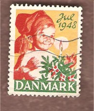 1948, julemerke fra Danmark, stempla.
