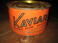 Noe sjelden boks fra ØYFRID PLUR AALESUND GURI KAVIAR Ca 21 cm i diameter 11 cm høg 50 tallet