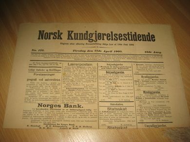 1905 nr 122 Norsk Kundgjørelestidende