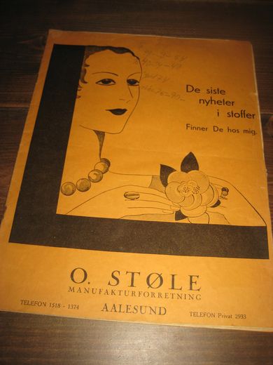 1939, juni. Moteblad fra O. STØLE, AALESUND.