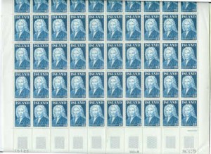 1975 strøkent heilark med postfriske merker fra Island.(30.6.75)