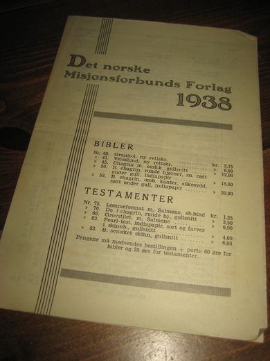 Det Norske Misjonsforbunds Forlag 1938. 