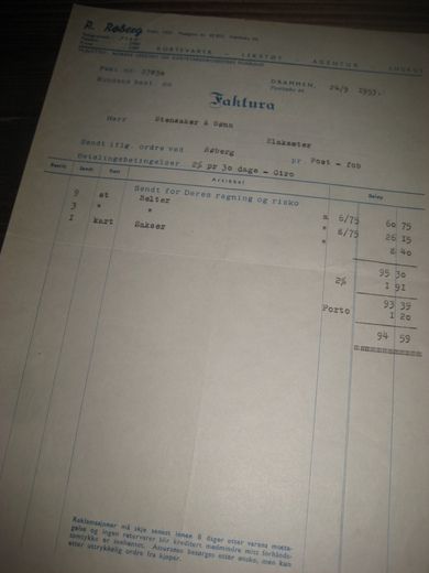 P RØBERG KORTEVARER - LEKETØY- AGENTUR DRAMMEN 24 9 1953