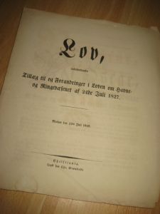 1848, Lov indeholdende Tillæg til og Forandringer i Loven om Havne og Ringevæsenet af 24de Juli 1827.