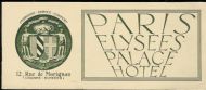 Brosjyre fra Palas Hotel i Paris på 40 tallet