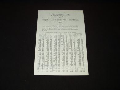 Trekningsliste for Bergens Diakonissehjems Landslotteri 1960