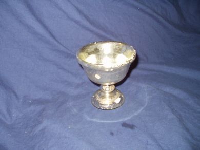 Gammel stettfat i sølvforgyllt glass