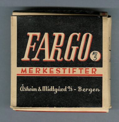 Fargo merkestifter fra 40 tallet fra Åsheim & Midtgård Bergen