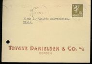 Kort fra Trygve Danielsen & Co, Bergen 1949