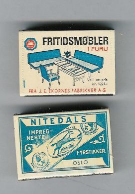 Fyrstikkeske fra J.E. Ekornes Fabrikkker