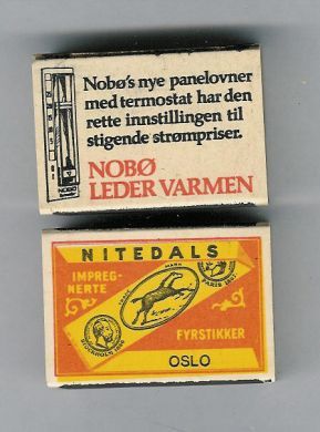 Fyrstikkeske fra Nobø Fabrikker