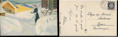 Kort stempla Tysse i Samnanger 1923