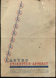 Brosjyre over Kartro ettiketterapparat 1950 tallet