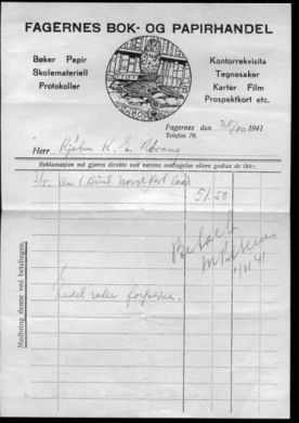 Fagernes Bok og Papirhandel 1941