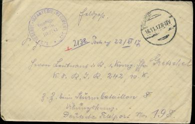 Tysk feltpostbrev fra 1917